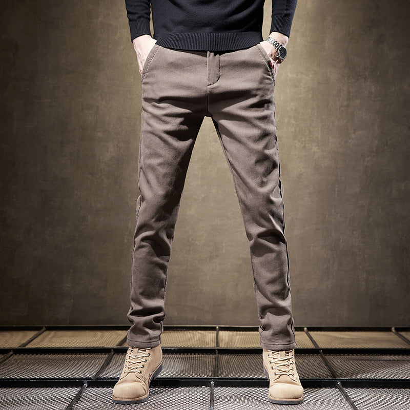 Herren Businesshose mit Schlanker Passform und Geradem Bein aus Dickem Stoff | Ideal für Herbst und Winter