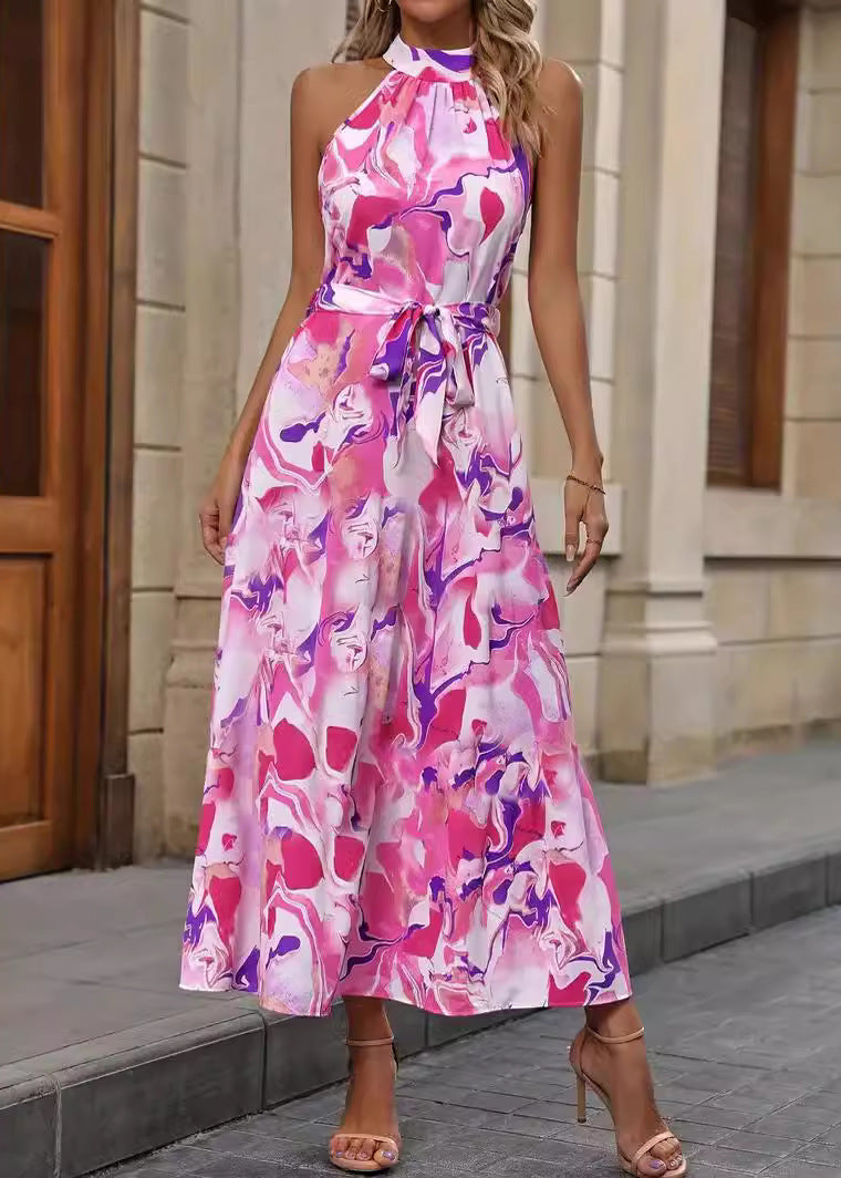 Boho-Print High-Waist-Kleid mit langen Ärmeln | Ideal für Frühling und Sommer