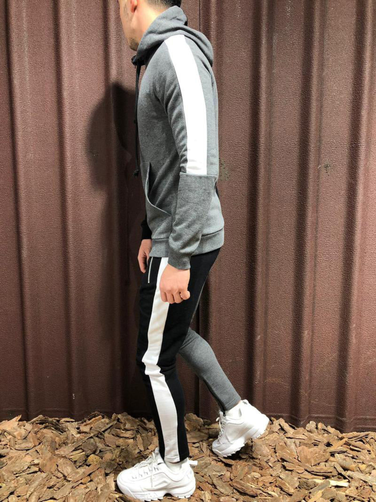 Kontrast Kapuzenjacke und Hose Set Ideal für Alle Jahreszeiten