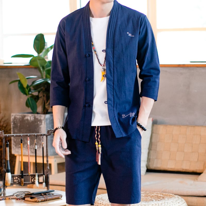 Linen Zwei-teiliger Anzug mit Cardigan | Ideal für Frühling und Herbst