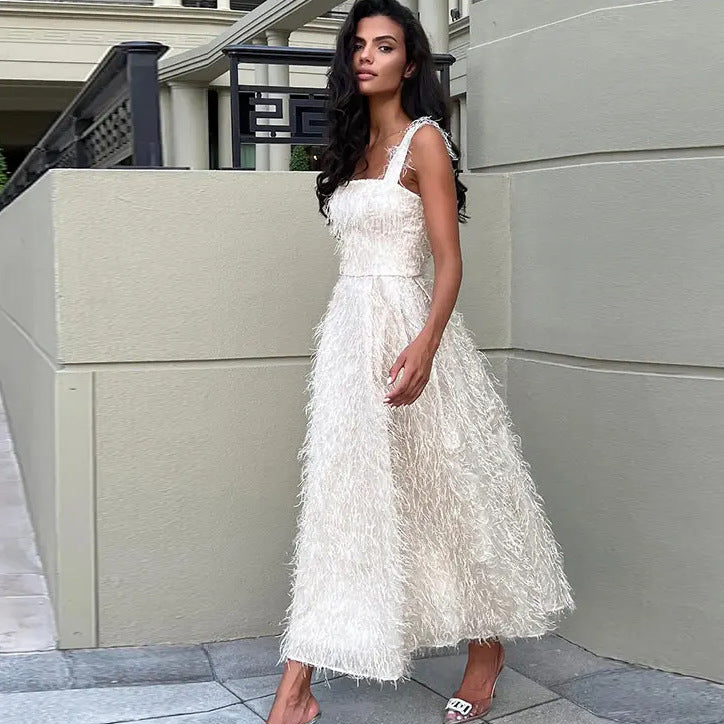 Ärmelloses Quasten Schnürkleid in Mid-Länge | Ideal für Frühling und Sommer
