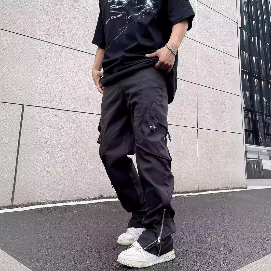 Herren Locker Geschnittene Latzhose mit Weitem Bein und Mehreren Taschen I Ideal für alle Jahreszeiten