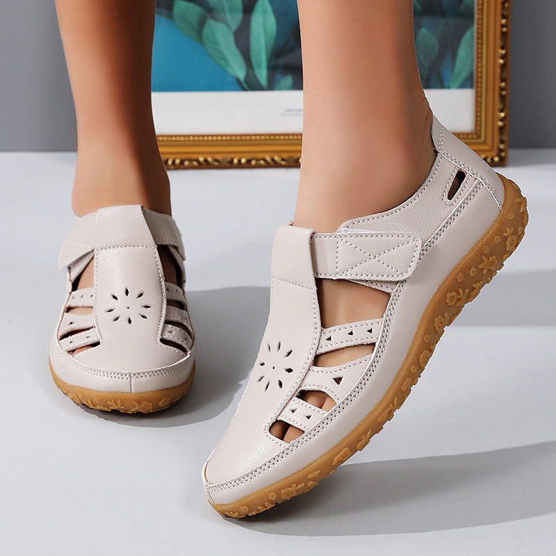 Damen Hohle Strandsandalen mit Klettverschluss | Ideal für den Sommer