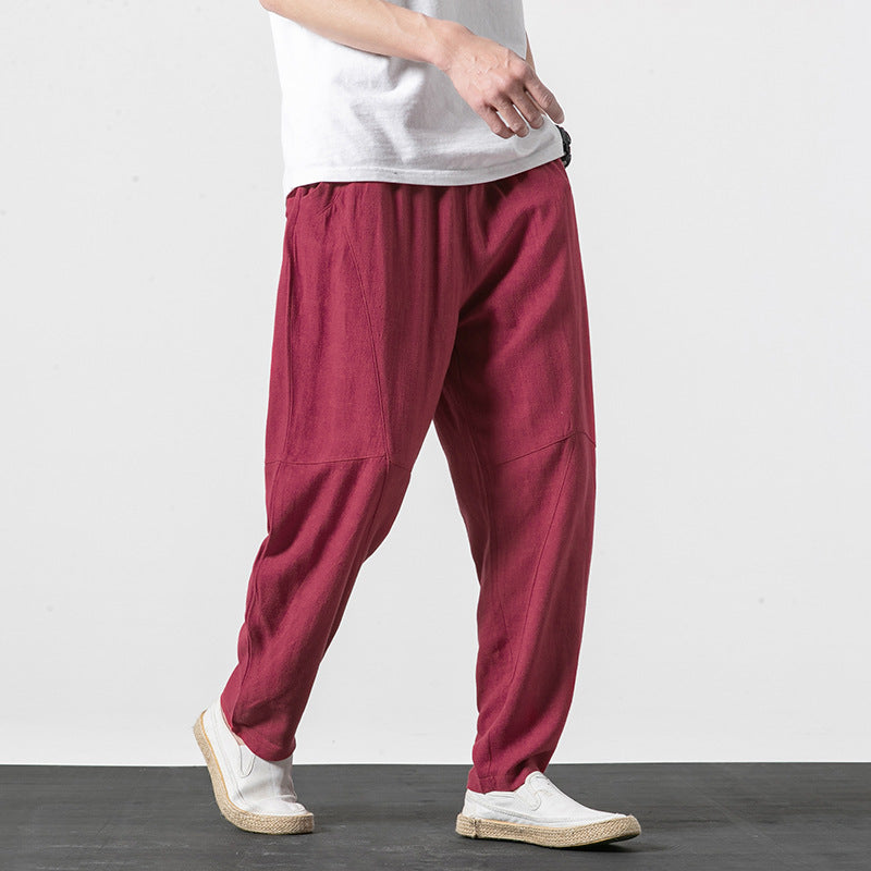 Herren Leichte Hochtaillierte Leinen Gerade-Hosen I Ideal für Sommer