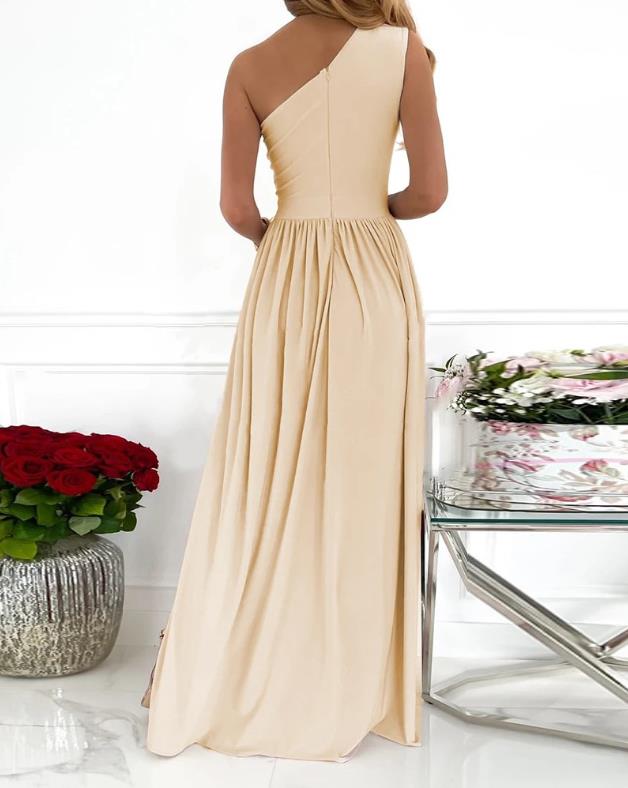 Ein-Schulter Hoher Schlitz Maxi-Kleid mit Ausschnitt | Ideal für alle Jahreszeiten