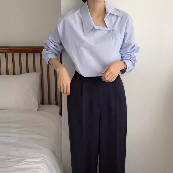 Damen Lockeres Langarm-Shirt aus Baumwolle mit Knopfleiste | Ideal für Alle Jahreszeiten