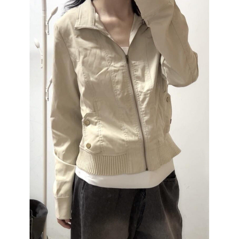 Frühherbst Amerikanische Retrojacke aus Polyester mit Langen Ärmeln | Ideal für den Frühling