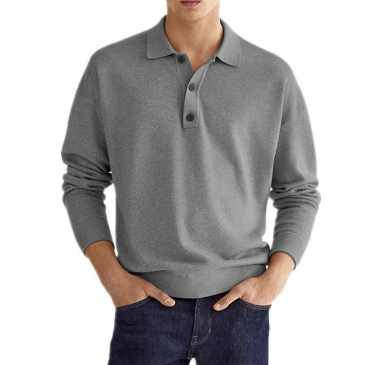 Herren Langarm V-Ausschnitt Polohemd mit Knopfleiste | Ideal für den Herbst