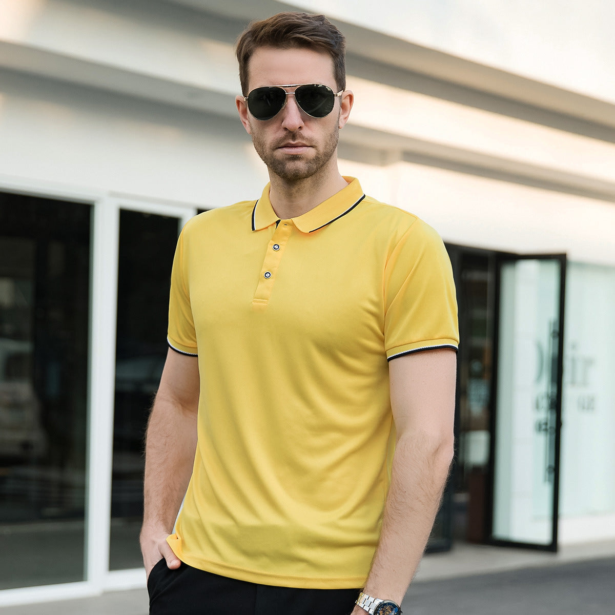 Herren Leichtes Poloshirt mit Revers Kurzarm Ideal für den Sommer