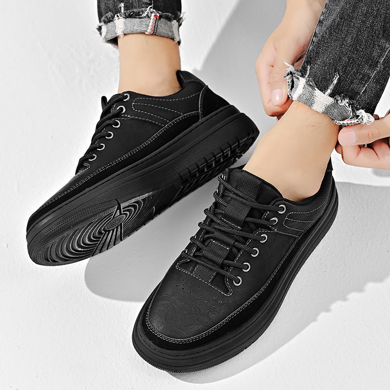 Herren Leder Low-Top Schuhe mit Dicker Gummisohle Ideal für alle Jahreszeiten