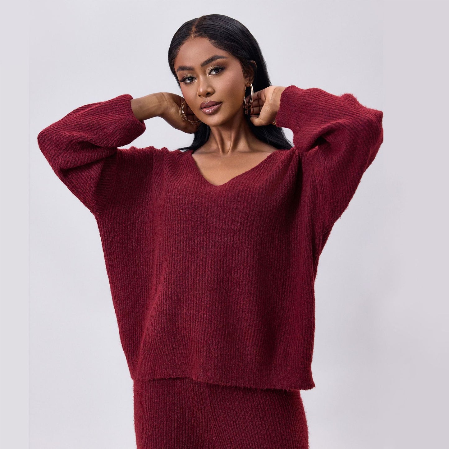 Strick Sunken Stripe Zwei-Teiliges Set mit langen Ärmeln | Ideal für den Herbst