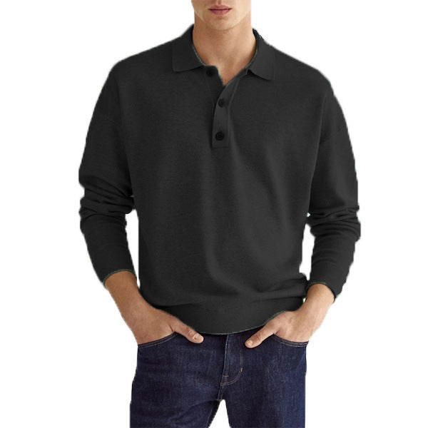 Herren Langarm V-Ausschnitt Polohemd mit Knopfleiste | Ideal für den Herbst