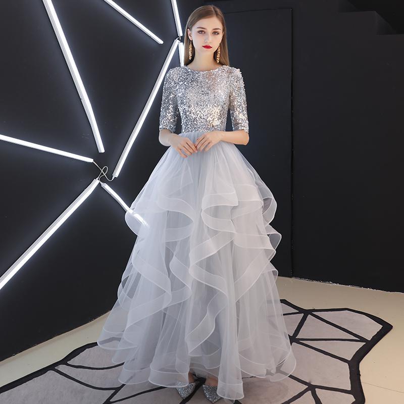 Paillettenbesetztes Langes Abendkleid mit Fließendem Rock | Ideal für Herbst und Winter