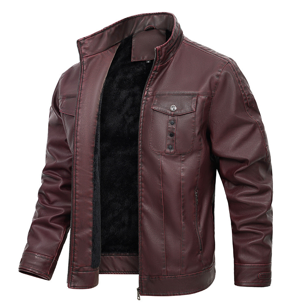 Herrenjacke aus PU-Leder mit Pattentaschen | Ideal für Frühling und Herbst