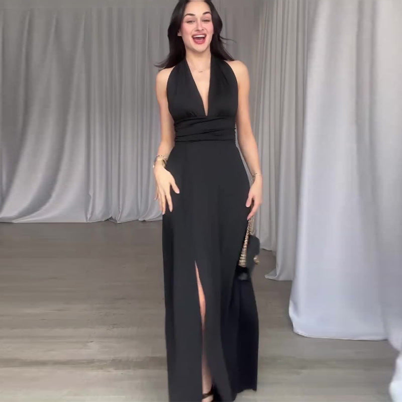 Spitzen-Halsband Neckholder-Kleid mit Rückenausschnitt und A-Linie | Ideal für den Sommer