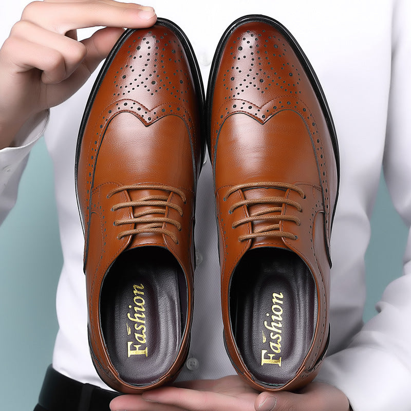 Gravierte Rindleder Low-Top Lederschuhe mit Gummisohle | Ideal für Frühling und Herbst