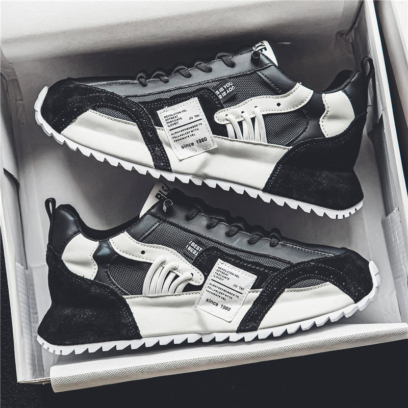 Mikrofaser Schnür-Sneaker mit Dicker PVC-Sohle und Niedrigem Schnitt | Ideal für Frühling und Herbst