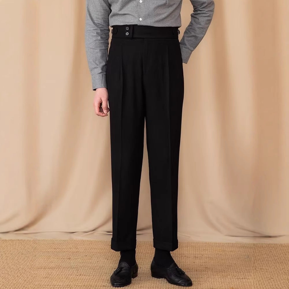 Herren Gerade Slim Fit Anzughosen mit Schnalle Ideal für Frühling und Herbst