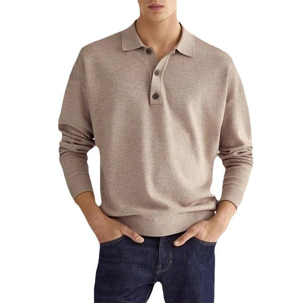 Herren Langarm V-Ausschnitt Polohemd mit Knopfleiste | Ideal für den Herbst