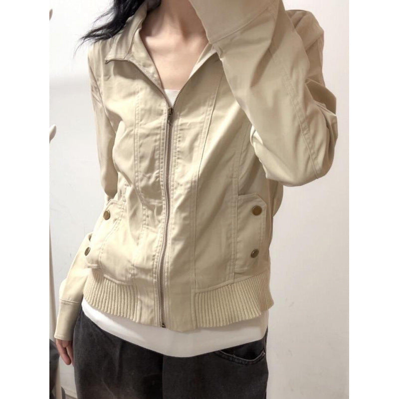 Frühherbst Amerikanische Retrojacke aus Polyester mit Langen Ärmeln | Ideal für den Frühling