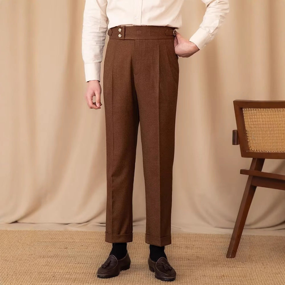 Herren Gerade Slim Fit Anzughosen mit Schnalle Ideal für Frühling und Herbst