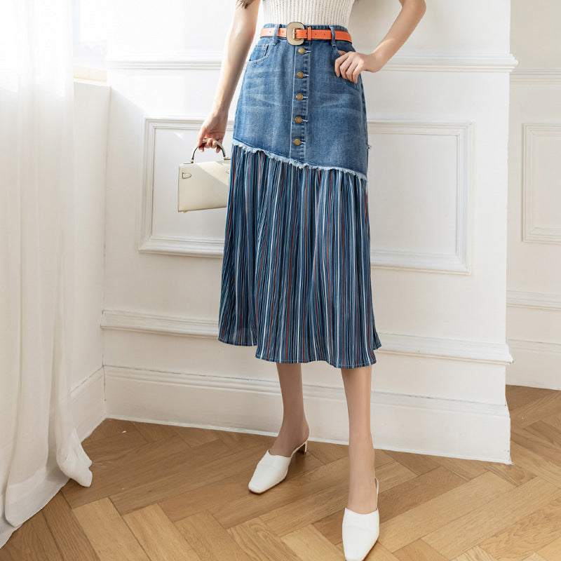 Plus Size Hochtaillierter A-Linien Jeansrock mit Knöpfen | Ideal für Alle Jahreszeiten