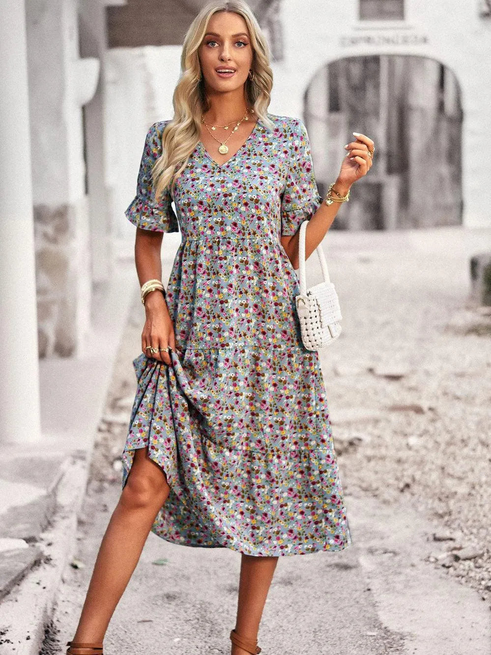 Kurzarm-Sommerkleid mit bequemem Schnitt | Ideal für Frühling und Sommer