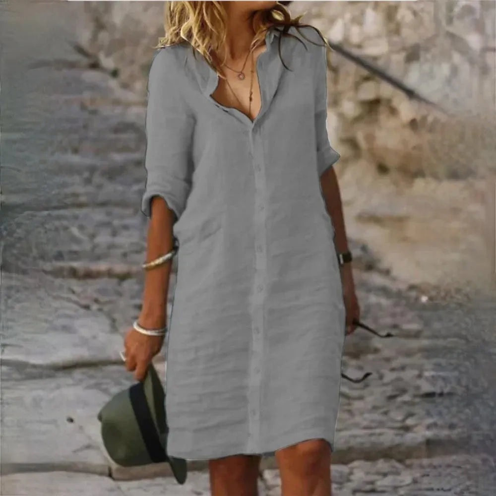 Fließendes ärmelloses Kleid mit femininer Silhouette | Ideal für Frühling und Sommer