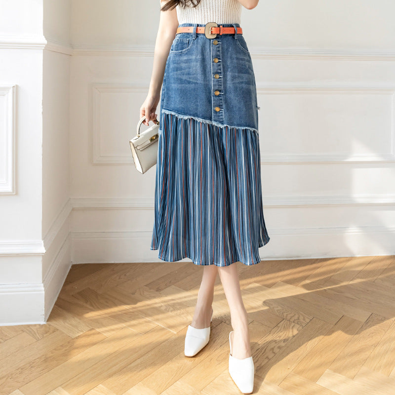 Plus Size Hochtaillierter A-Linien Jeansrock mit Knöpfen | Ideal für Alle Jahreszeiten