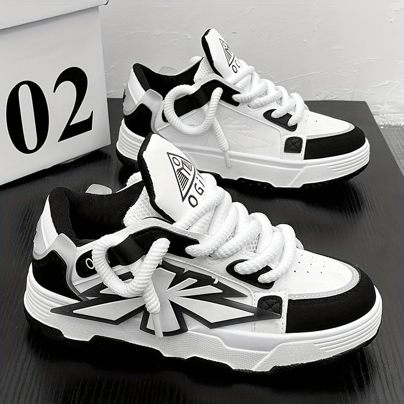 Herrensneaker mit Dicker Sohle und Synthetikleder-Obermaterial | Ideal für Frühling Sommer und Herbst