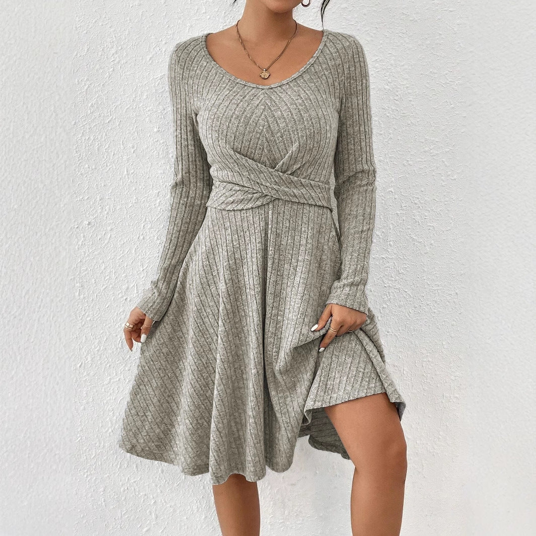 Gestreiftes Langarm Kleid Top mit Regulären Ärmeln | Ideal für Frühling und Herbst