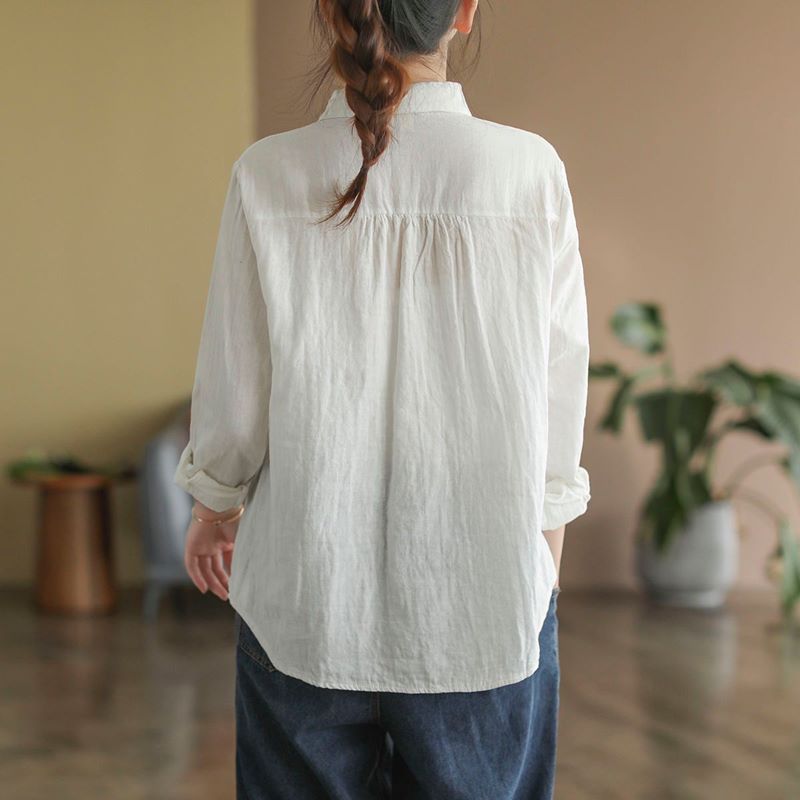 Damen Langarmshirt aus 100% Baumwolle mit Stickerei | Ideal für Frühling und Herbst