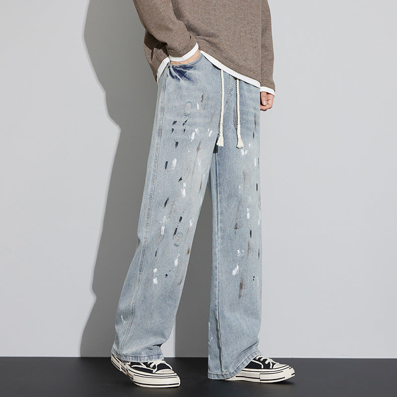 Herren Retro Graffiti Jeans im Used-Look | Ideal für Frühling und Herbst