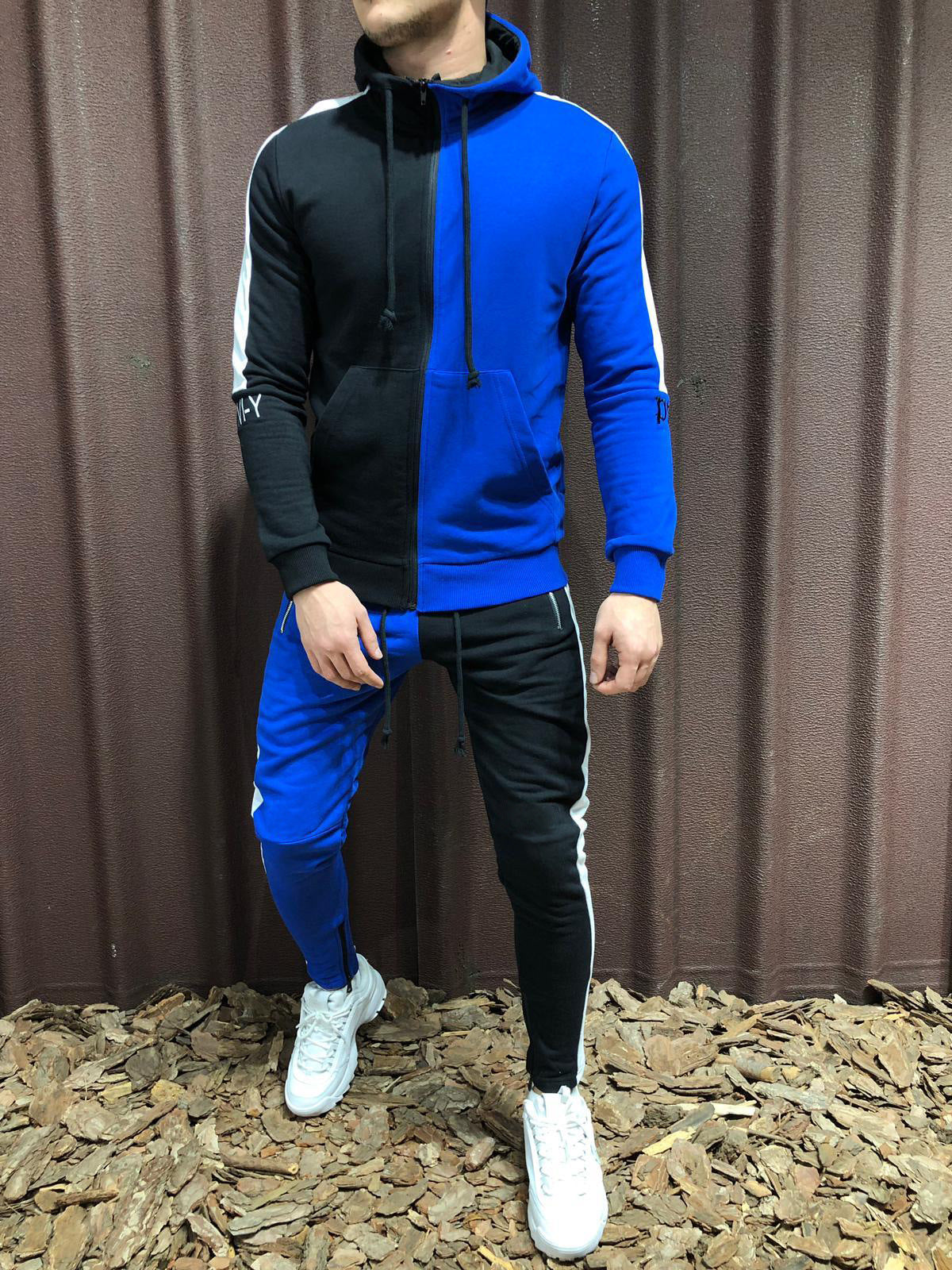 Kontrast Kapuzenjacke und Hose Set Ideal für Alle Jahreszeiten