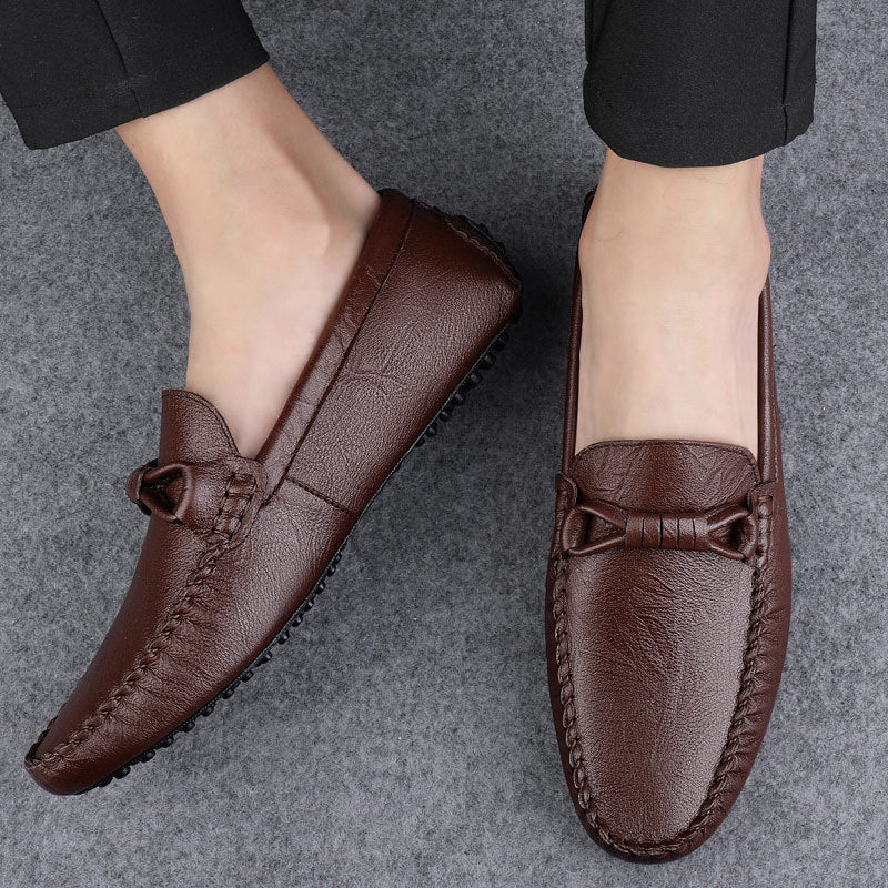 Herren Slip-On Leder Slipper mit Gummisohle | Ideal für alle Jahreszeiten