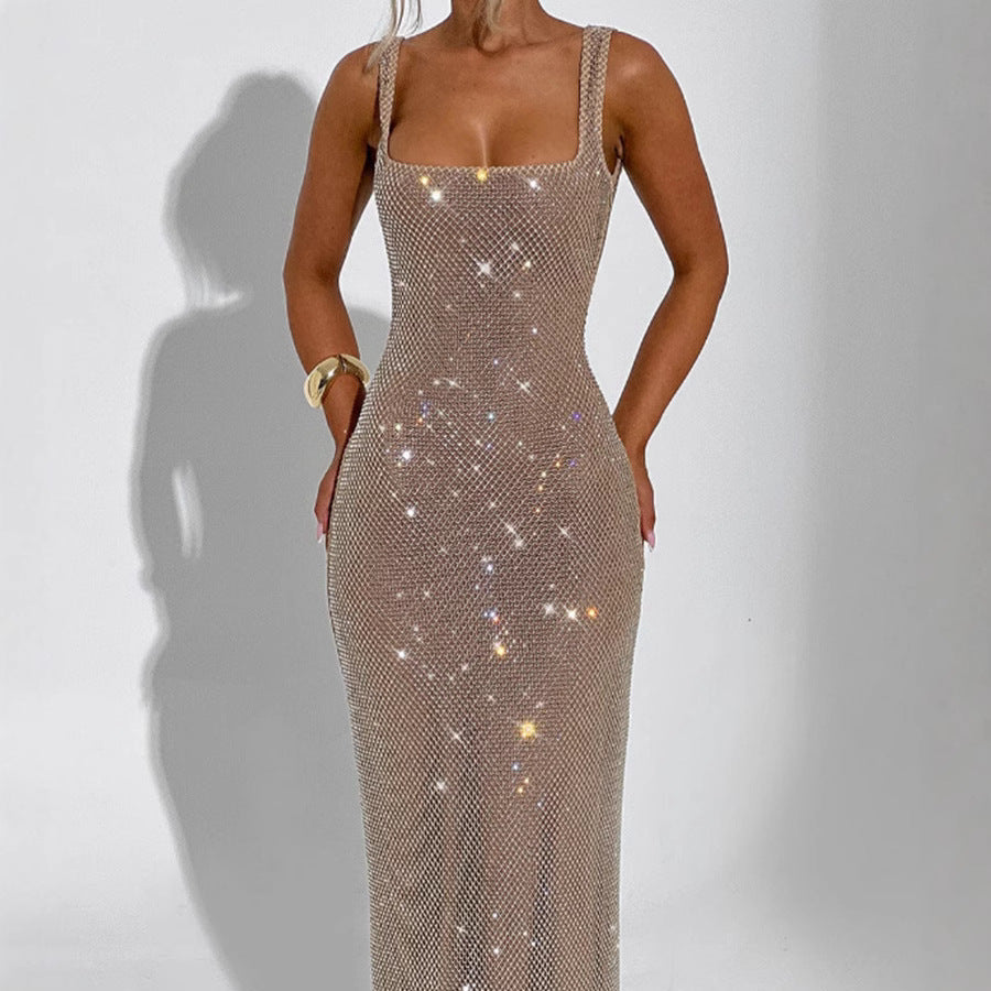 Doppelträger Paillettenkleid mit Netzdetails | Ideal für Frühling und Sommer