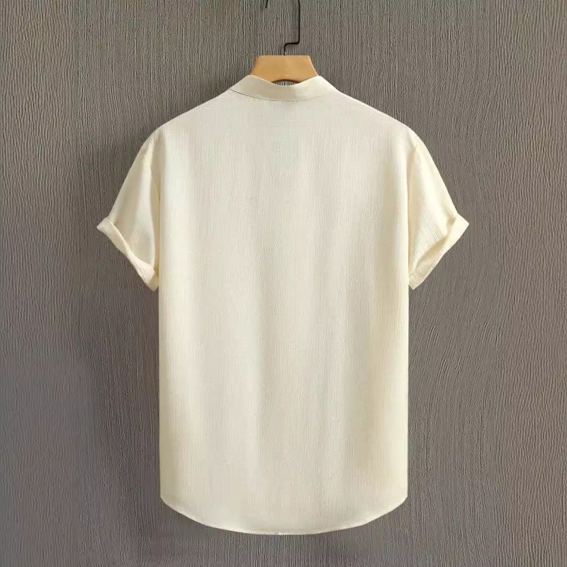 Herren Uni-Farbenes Stehkragen Kurzarm-Shirt Ideal für den Sommer