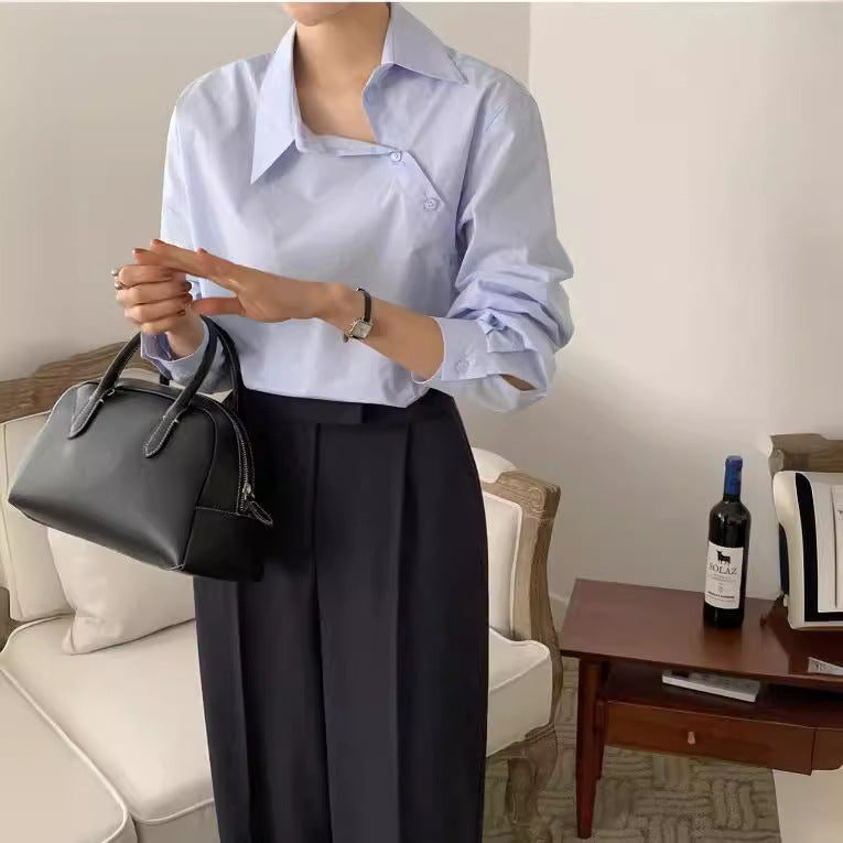 Damen Lockeres Langarm-Shirt aus Baumwolle mit Knopfleiste | Ideal für Alle Jahreszeiten