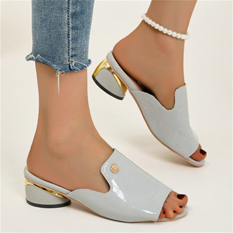 Chunky Heel Sandalen aus Lackleder mit Offener Spitze | Ideal für den Sommer