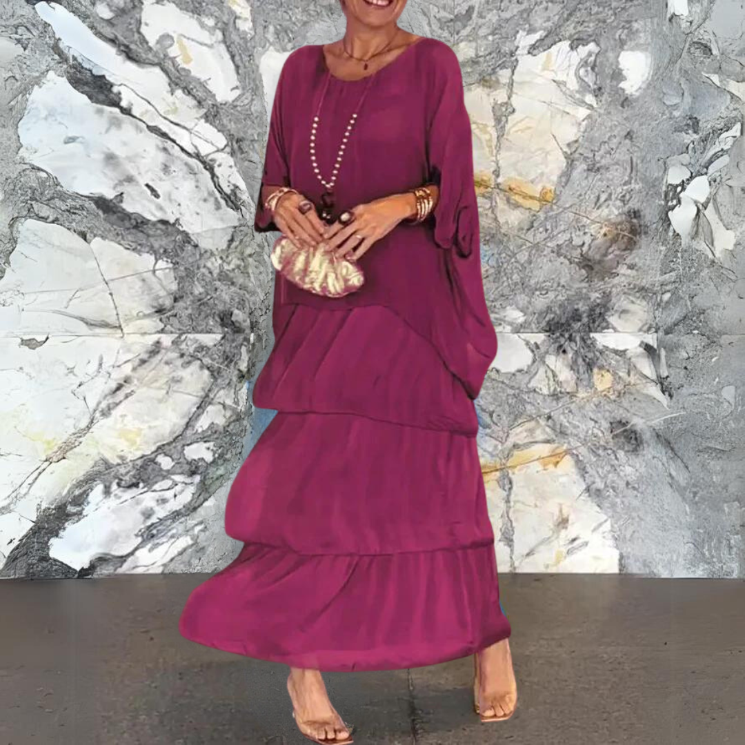 Langes Fließendes Chiffonkleid mit Eleganter Passform | Ideal für Frühling und Sommer