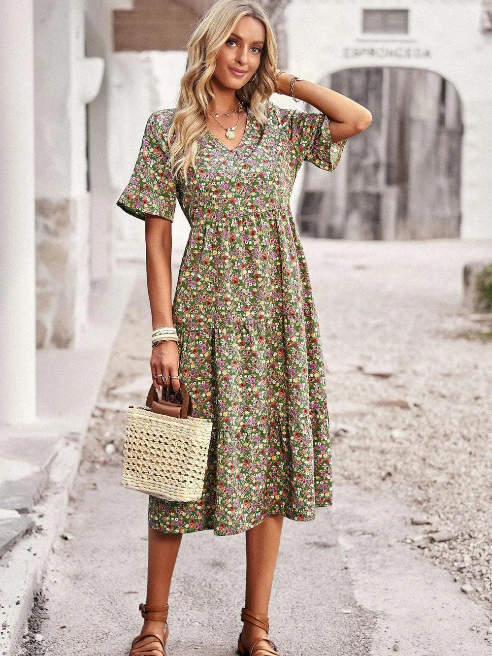 Kurzarm-Sommerkleid mit bequemem Schnitt | Ideal für Frühling und Sommer