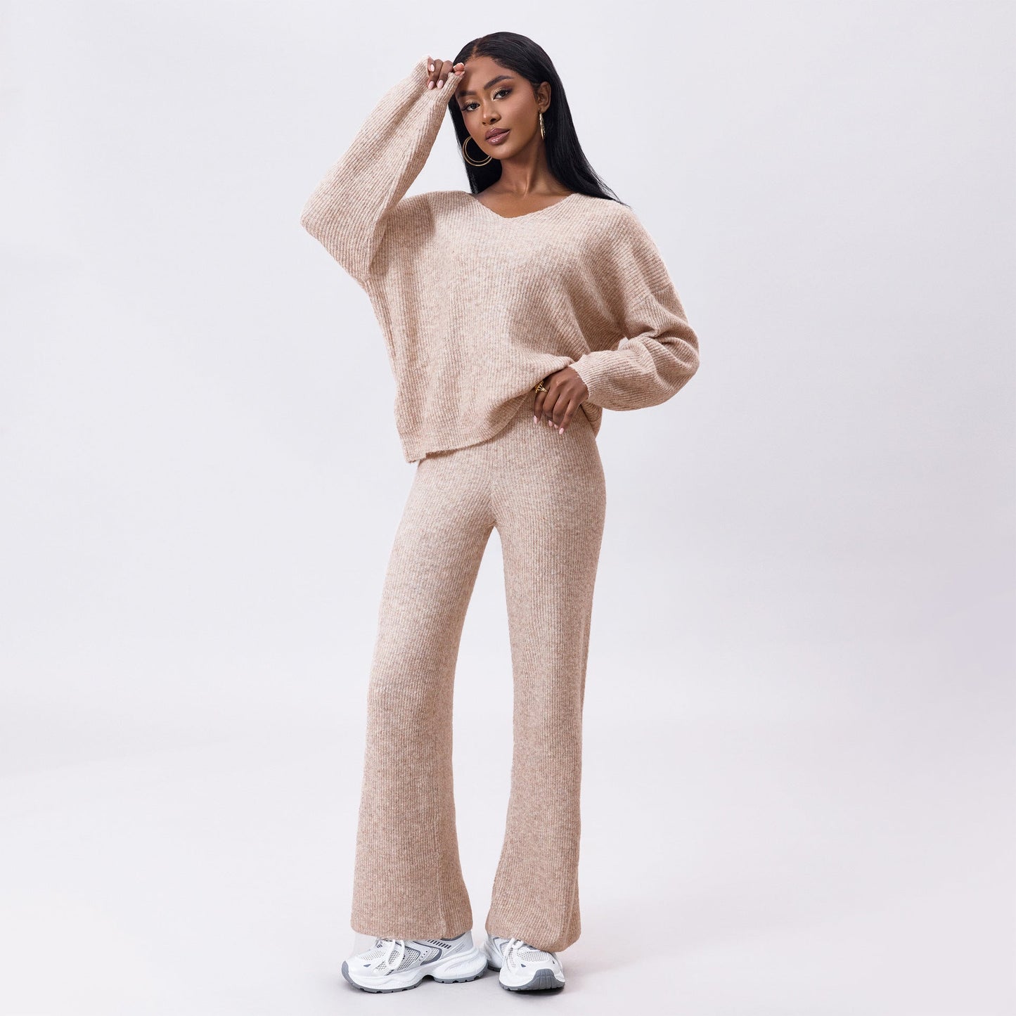 Strick Sunken Stripe Zwei-Teiliges Set mit langen Ärmeln | Ideal für den Herbst