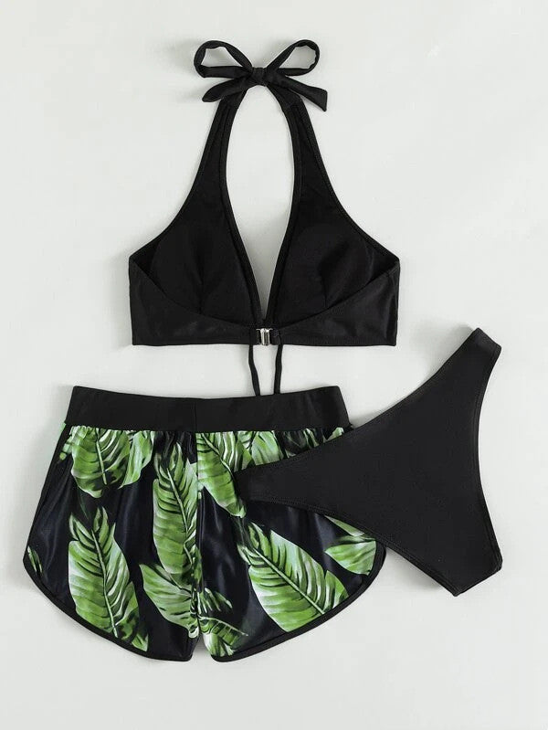 Damen-Bikini-Set mit passenden Shorts und schnelltrocknendem Stoff
