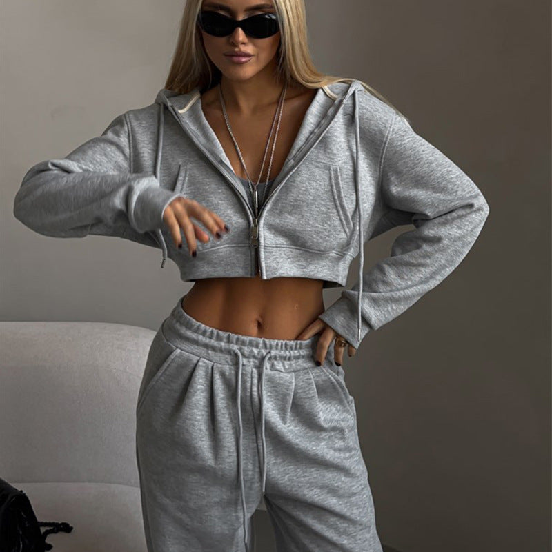 Zweiteiliges Set mit Kapuzenjacke und Schnürjogginghose | Ideal für den Herbst