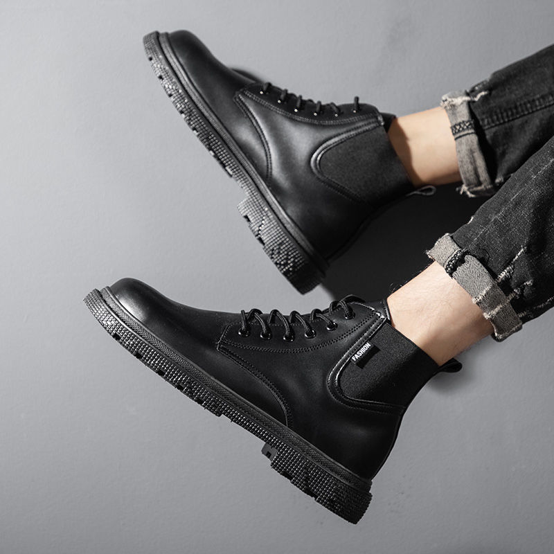Herren Leder Stiefeletten mit Plüschfutter und Gummisohle Ideal für den Winter