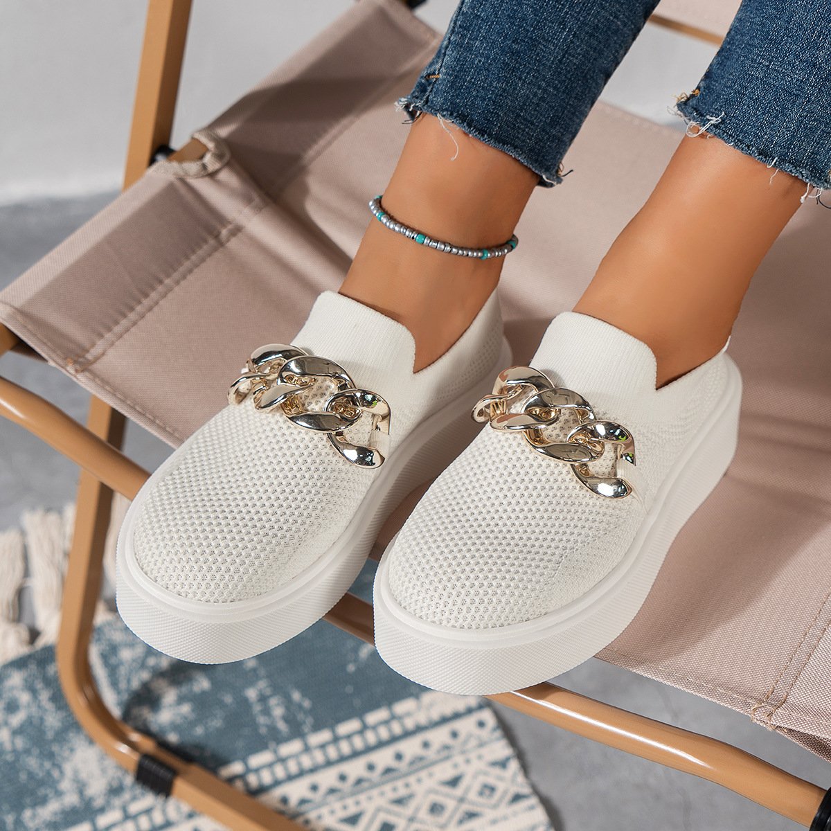 Flache Schuhe mit Kettendetail und Atmungsaktivem Mesh-Obermaterial | Ideal für Frühling und Sommer