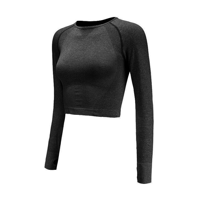 Nahtloses Langarm Crop Top mit Daumenlöchern | Ideal für Frühling und Herbst