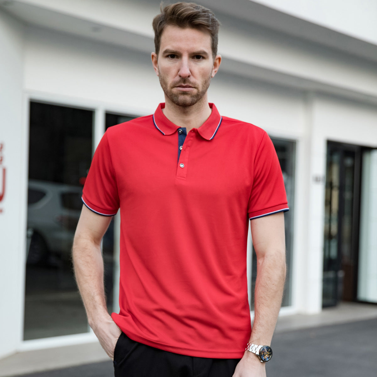 Herren Leichtes Poloshirt mit Revers Kurzarm Ideal für den Sommer