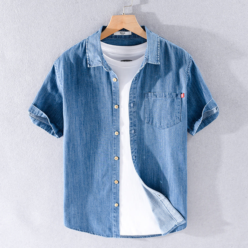 Kurzarm-Jeanshemd aus Baumwolle Ideal für den Sommer
