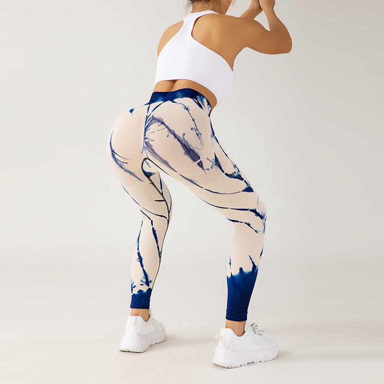 Nahtlose Batik Yoga- und Laufhose | Ideal für alle Jahreszeiten
